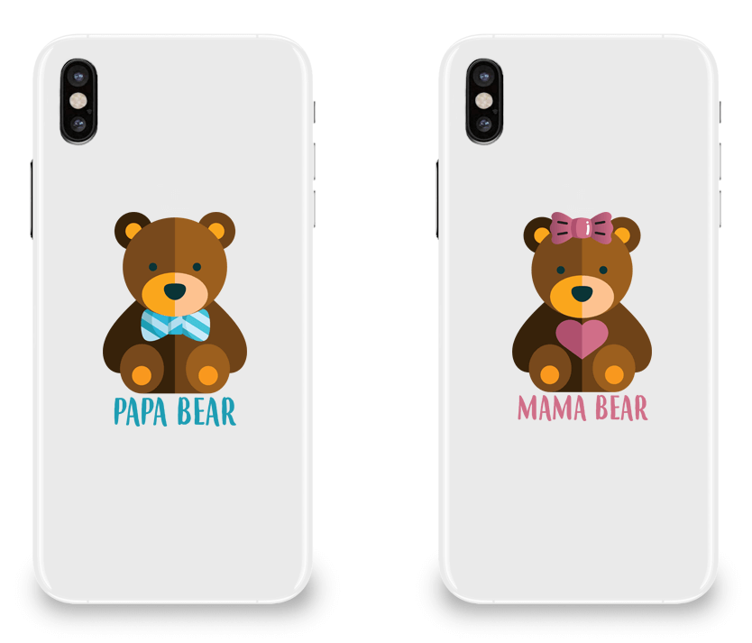 Mama Bear and Papa Bear - Couple Matching iPhone X Cases