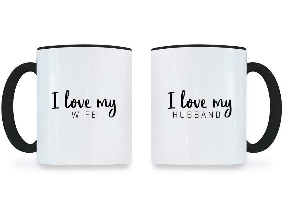 I Love My Wife and Husband - Couple Coffee Mugs