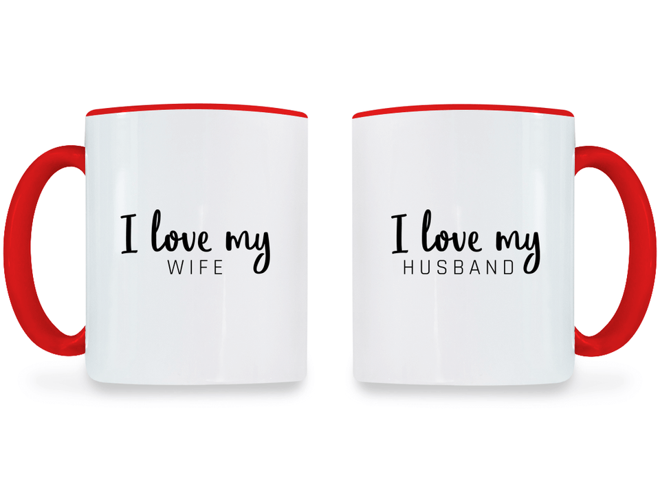 I Love My Wife and Husband - Couple Coffee Mugs