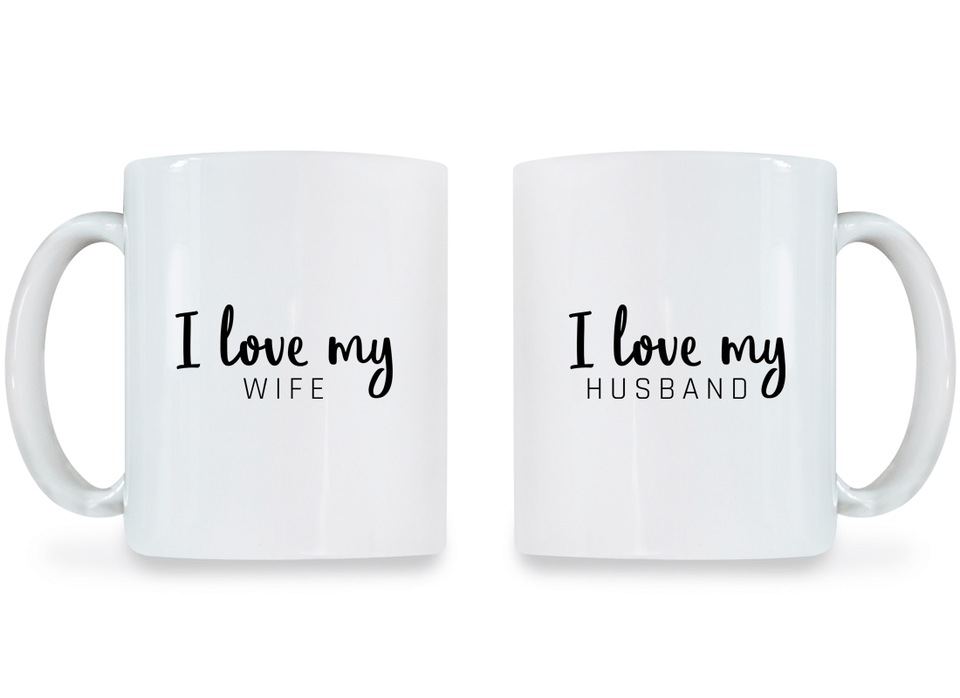I Love My Wife and Husband - Couple Coffee Mugs