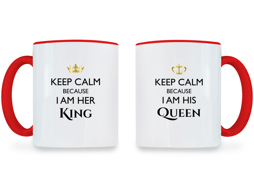 Keep Calm I am Her King and His Queen - Couple Coffee Mugs