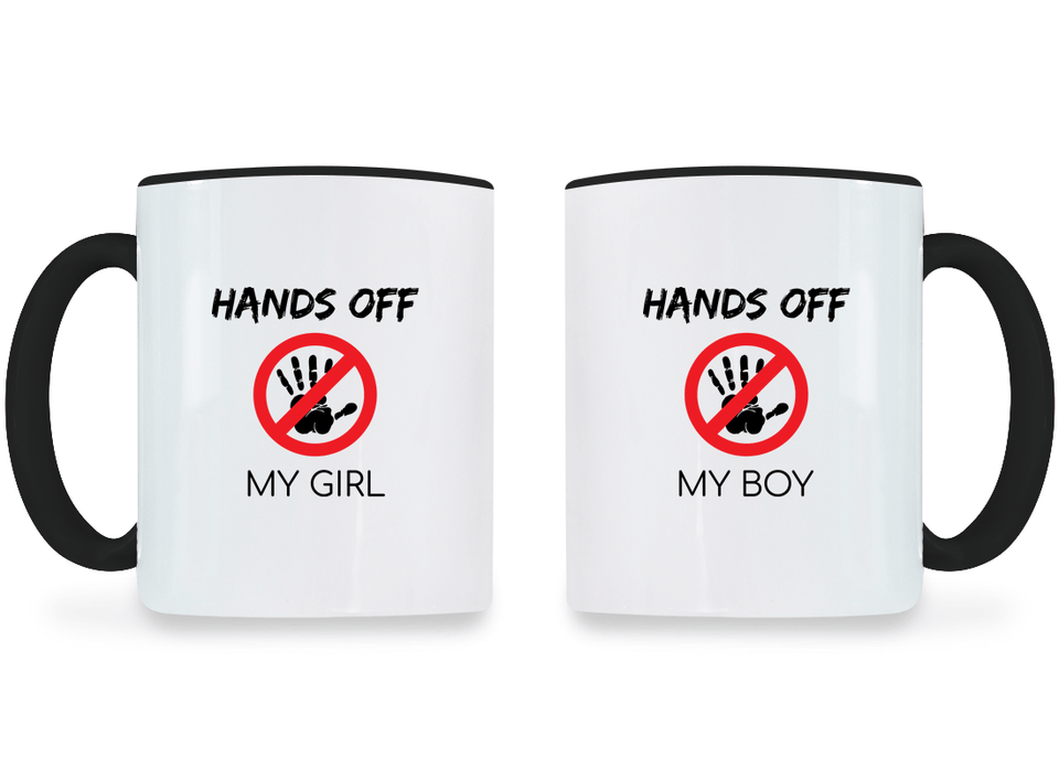 Hands Off My Girl & Boy - Couple Coffee Mugs