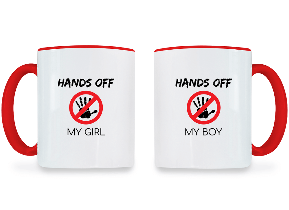 Hands Off My Girl & Boy - Couple Coffee Mugs