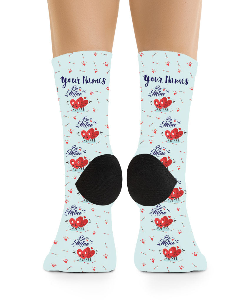 Be Mine Hearts - Custom Name Socks