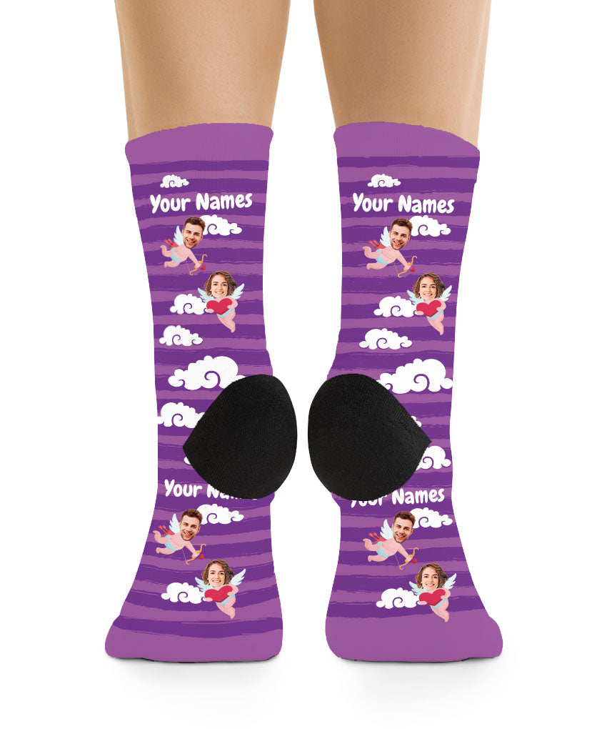 Angels in Purple Sky - Couple Face Socks