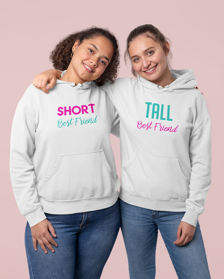 Tall Short Cup BFF Matching Sweatshirts Gift for Best Friends Gifts - Black / Small / XX-Large