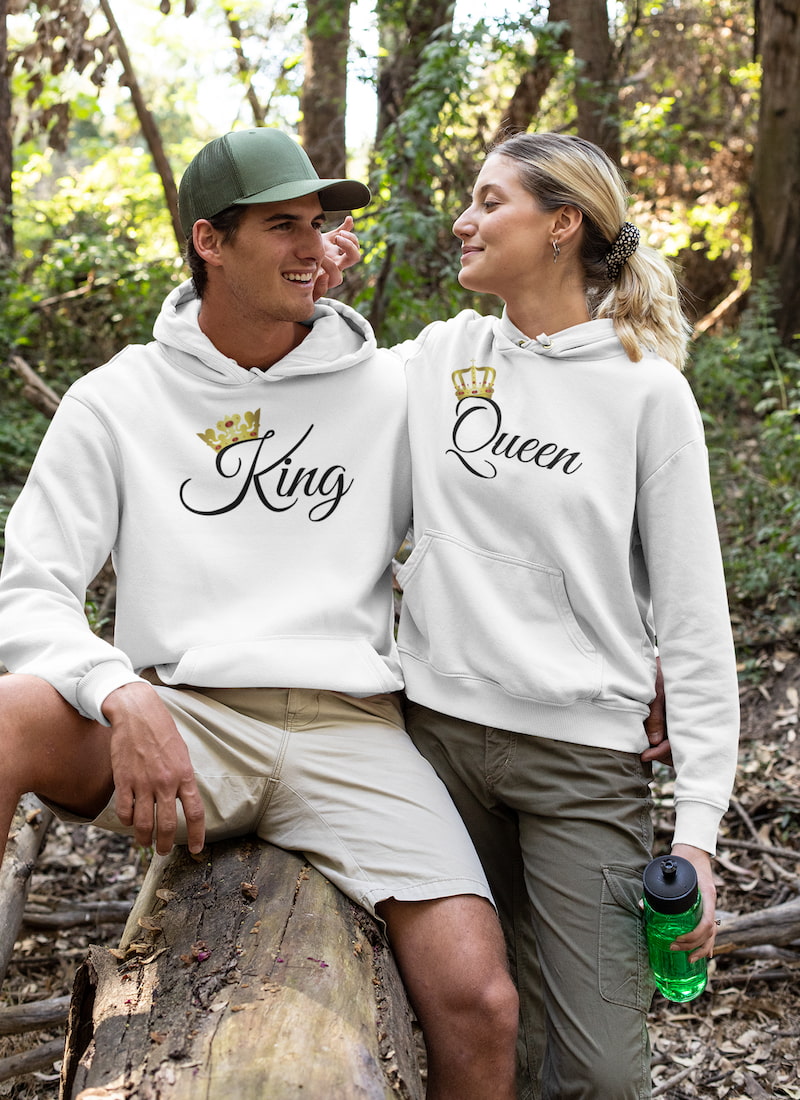 King or Queen Couple Matching Hoodie and Sweatpants His Queen and
