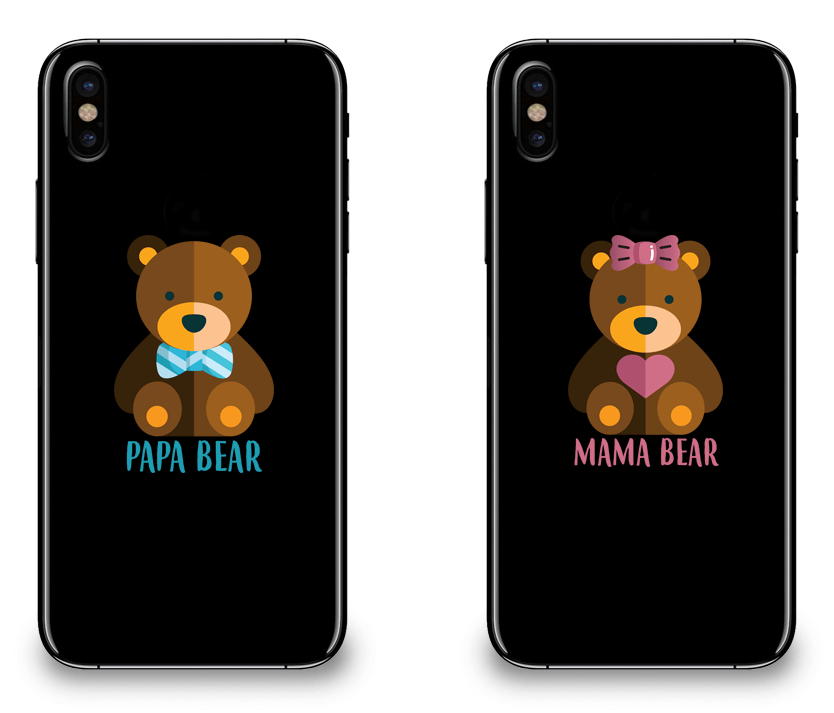 Mama Bear and Papa Bear - Couple Matching iPhone X Cases