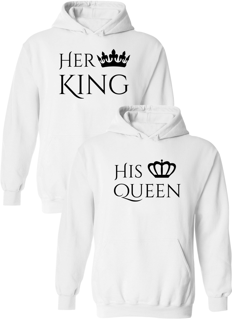 Her King and His Queen Matching Couple Hoodies