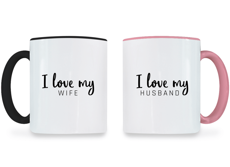 I Love My Wife and Husband - Couple Coffee Mugs