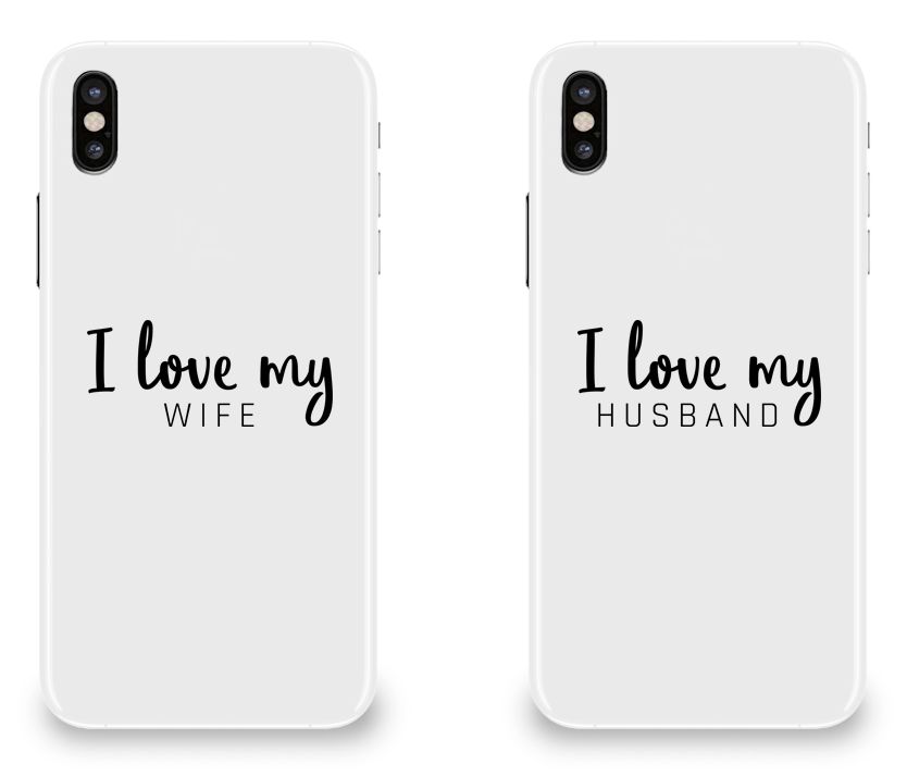 I Love My Wife and Husband - Couple Matching iPhone X Cases