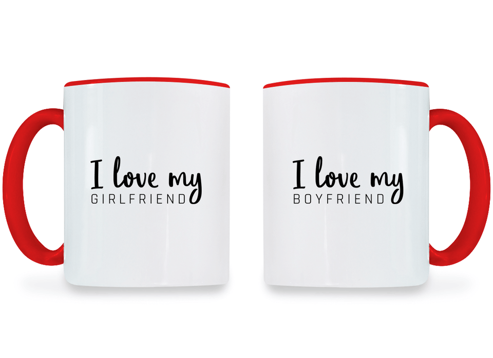 I Love My Girlfriend and Boyfriend - Couple Coffee Mugs