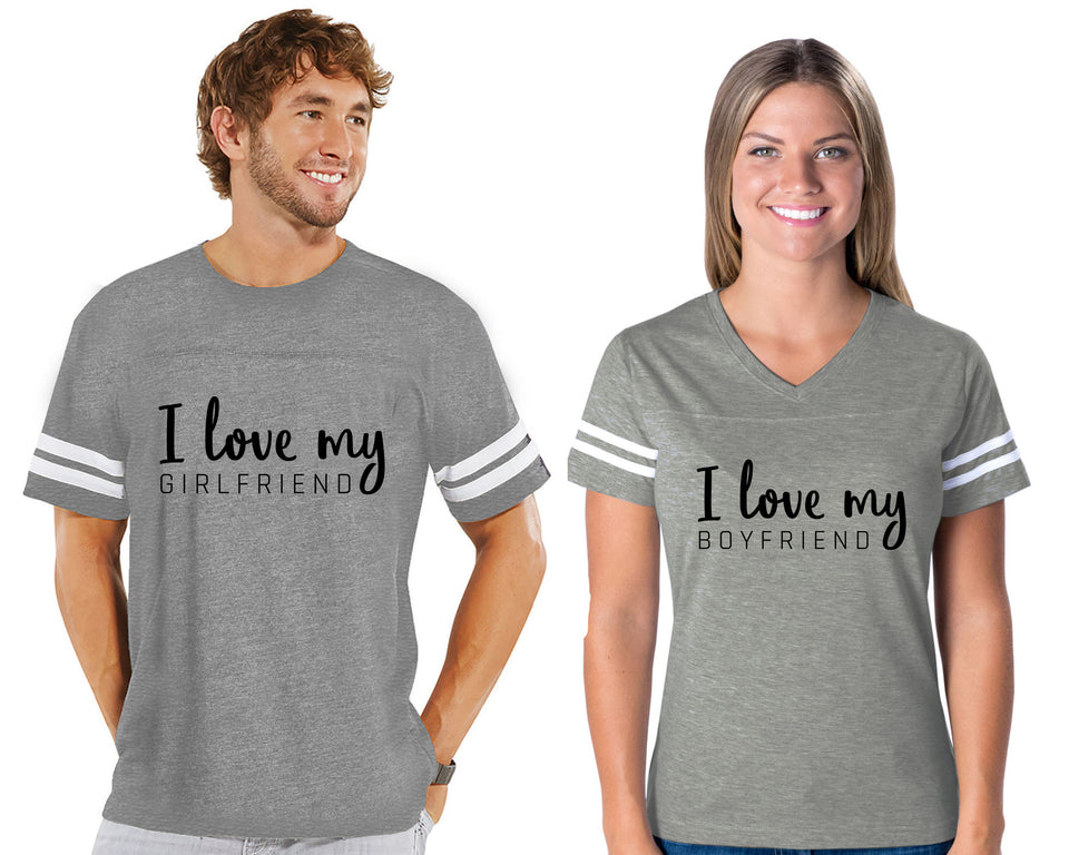 I Love My Girlfriend & Boyfriend - Couple Cotton Jerseys