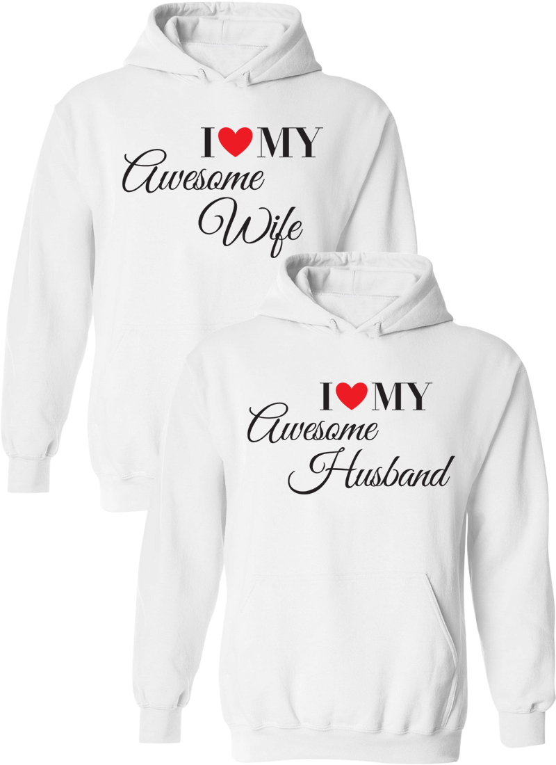 I Love My Awesome Wife and Husband Matching Couple Hoodies