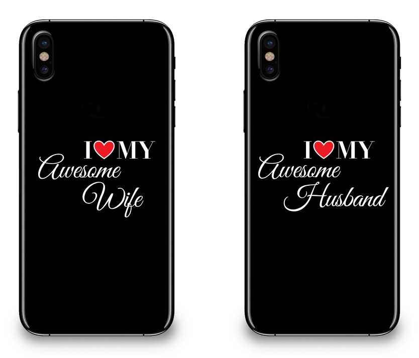 I Love My Awesome Wife and Husband - Couple Matching iPhone X Cases