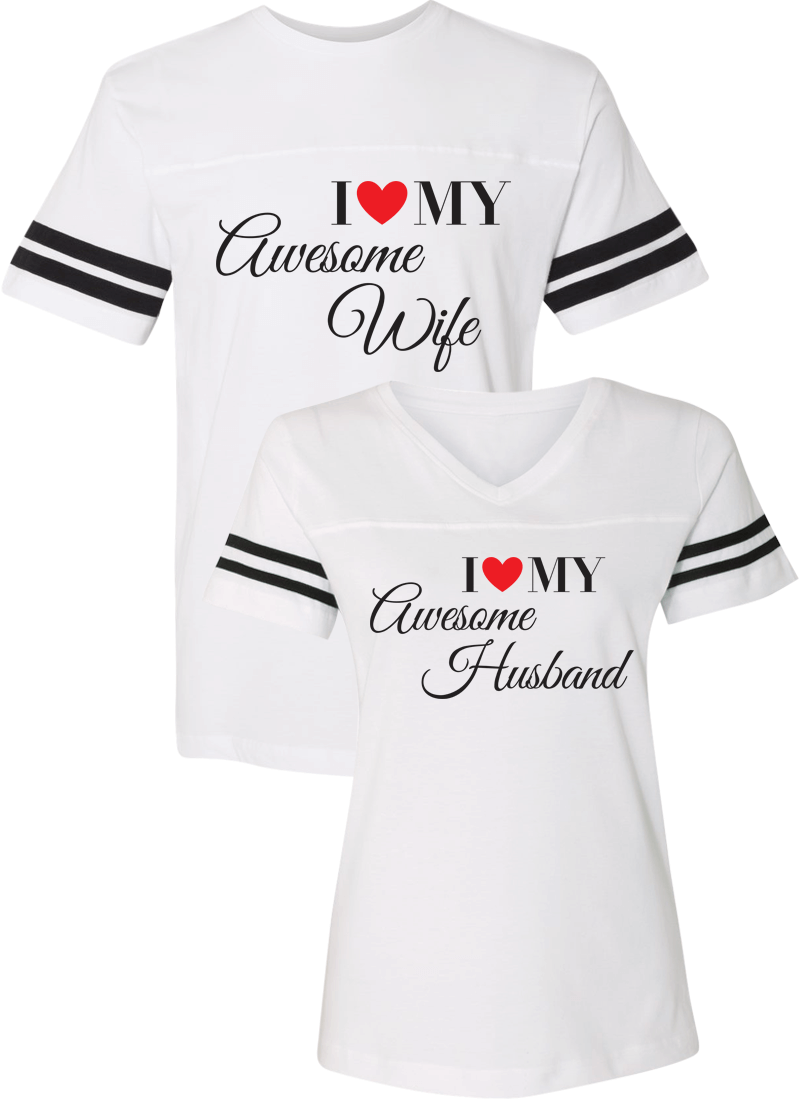 I Love My Awesome Wife and Husband Couple Sports Jersey