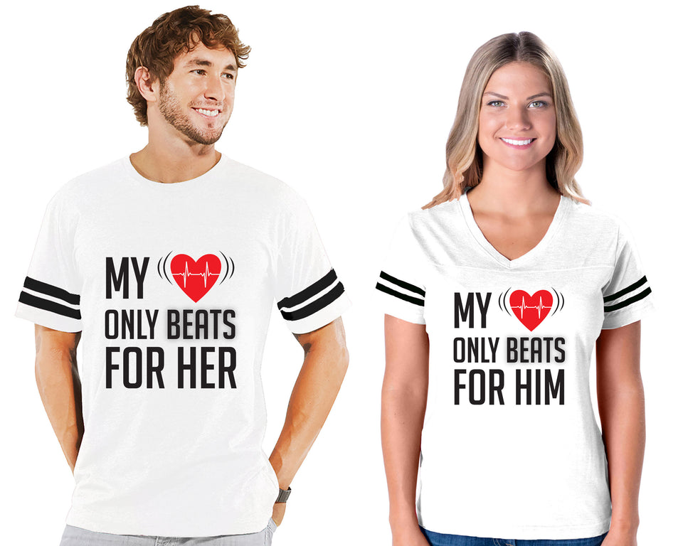 My Heart Only Beats For Her & Him - Couple Cotton Jerseys