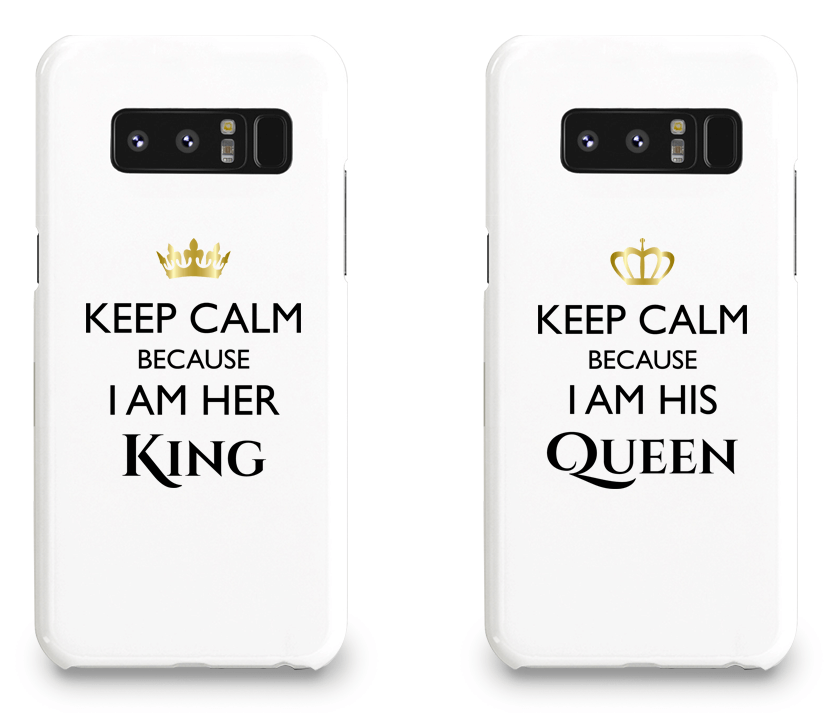 Keep Calm I Am Her King & His Queen - Couple Matching Phone Cases