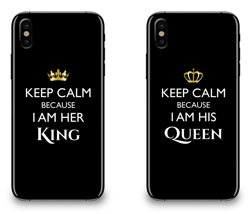 Keep Calm I Am Her King & His Queen - Couple Matching iPhone X Cases