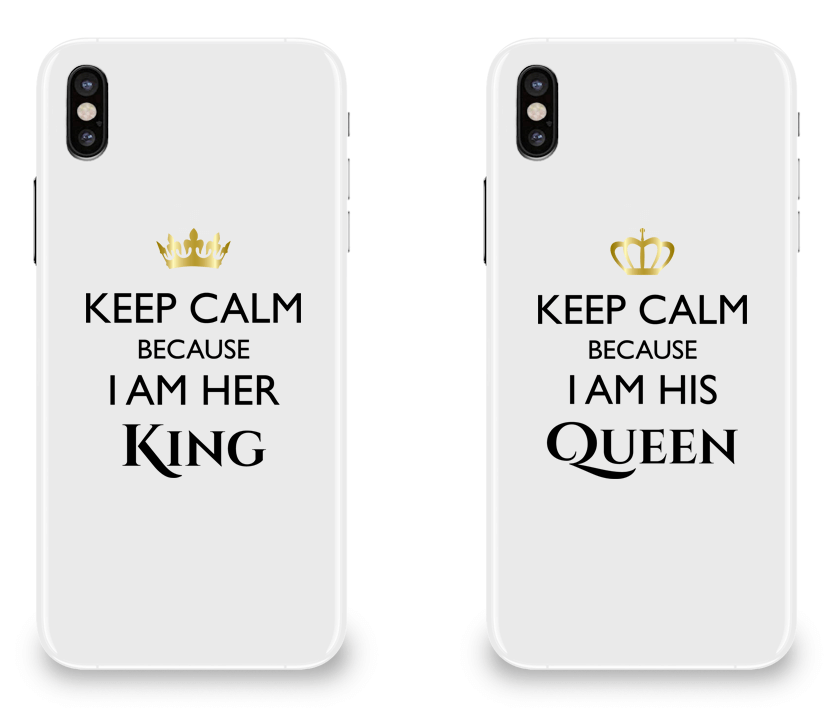 Keep Calm I Am Her King & His Queen - Couple Matching iPhone X Cases