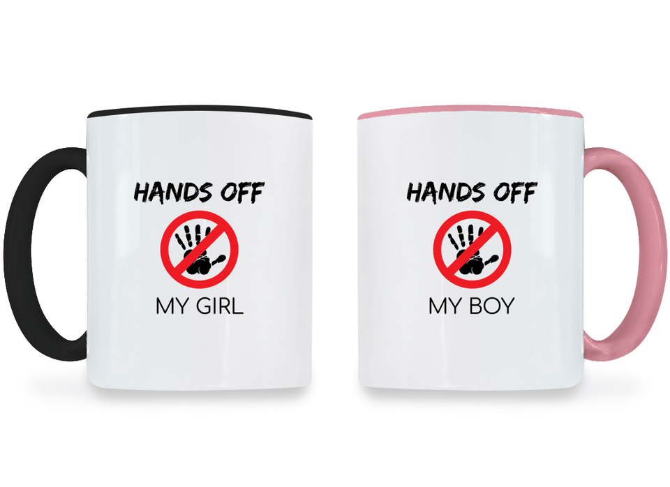Hands Off My Girl & Boy - Couple Coffee Mugs