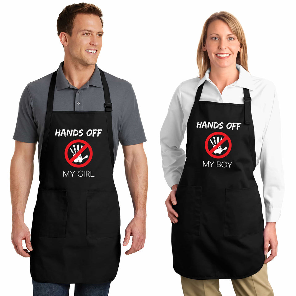 Hands Off My Girl & Boy - Couple Aprons