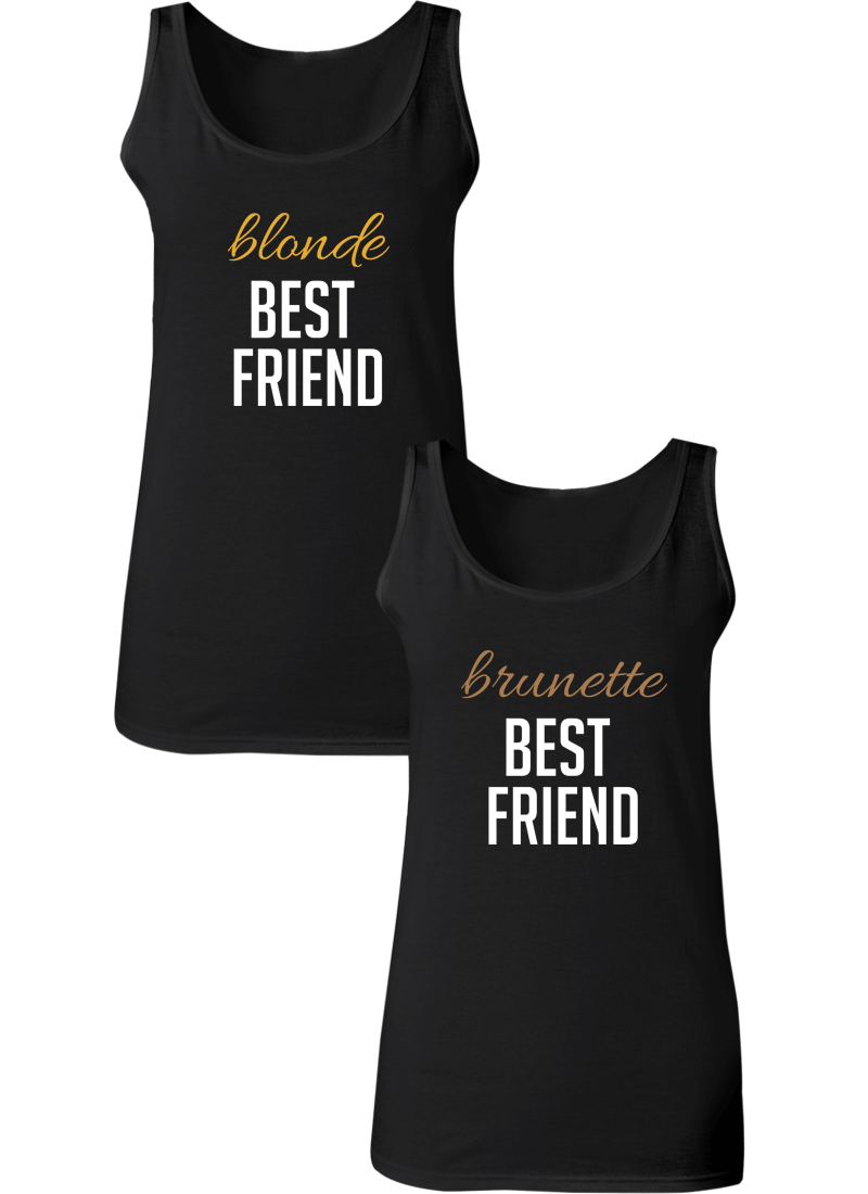Blonde & Brunette Best Friend BFF Matching Tanks