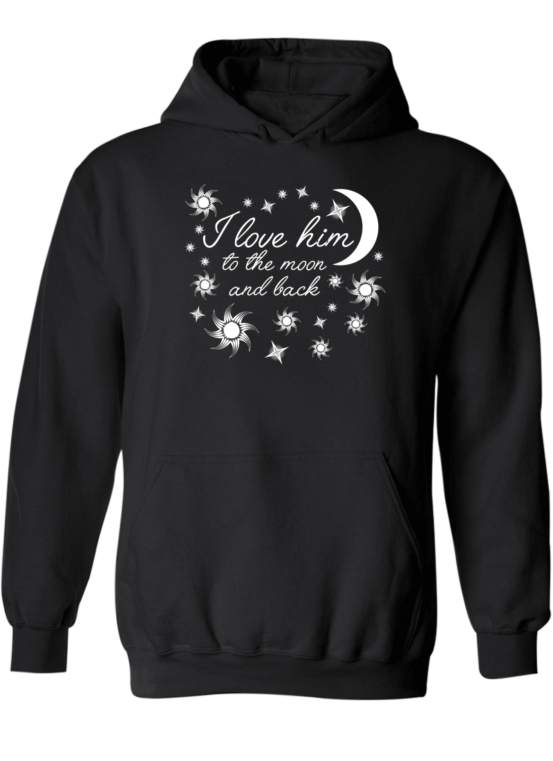 I Love Her & Him To The Moon And Back - Couple Hoodies