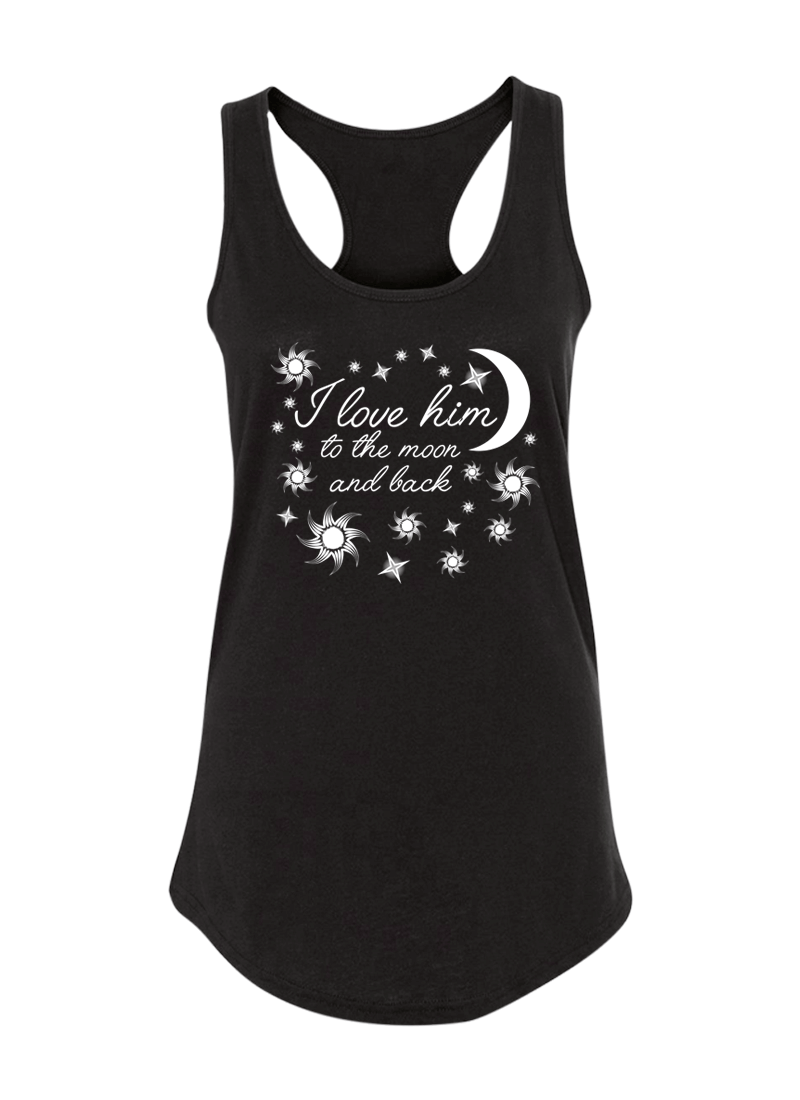 I Love Her & Him To The Moon And Back - Couple Shirt & Racerback