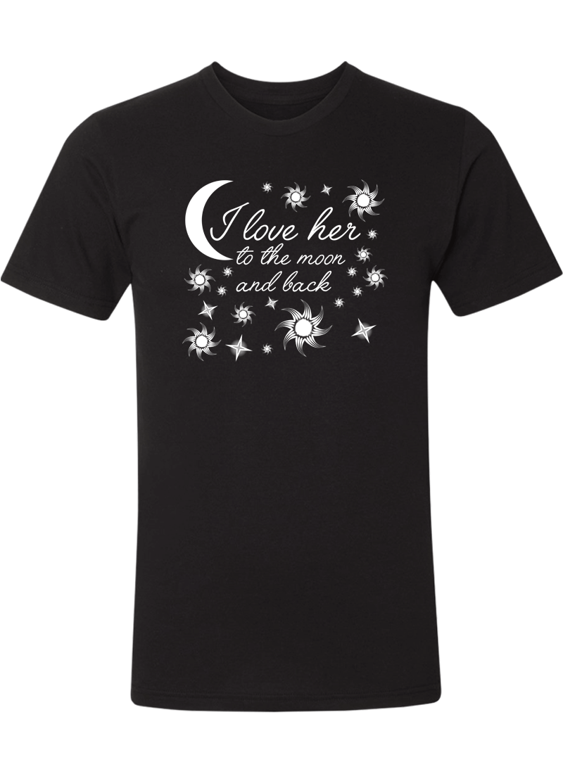 I Love Her & Him To The Moon And Back - Couple Shirt & Racerback