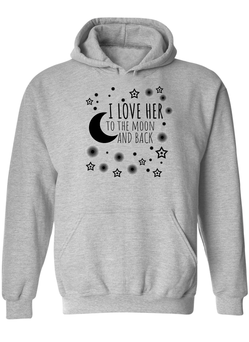 I Love Her & Him To The Moon And Back - Couple Hoodies