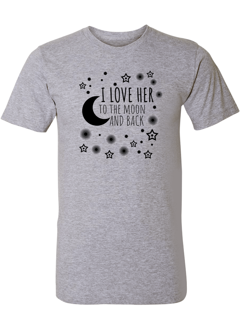 I Love Her & Him To The Moon And Back - Couple Shirt & Racerback