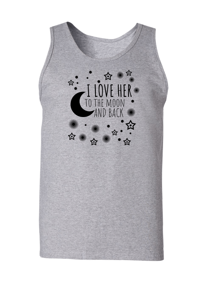 I Love Her & Him To The Moon And Back - Couple Tank Tops