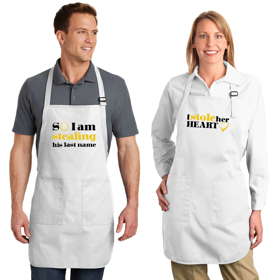 I Stole Her Heart & So I am Stealing His Last Name - Couple Aprons