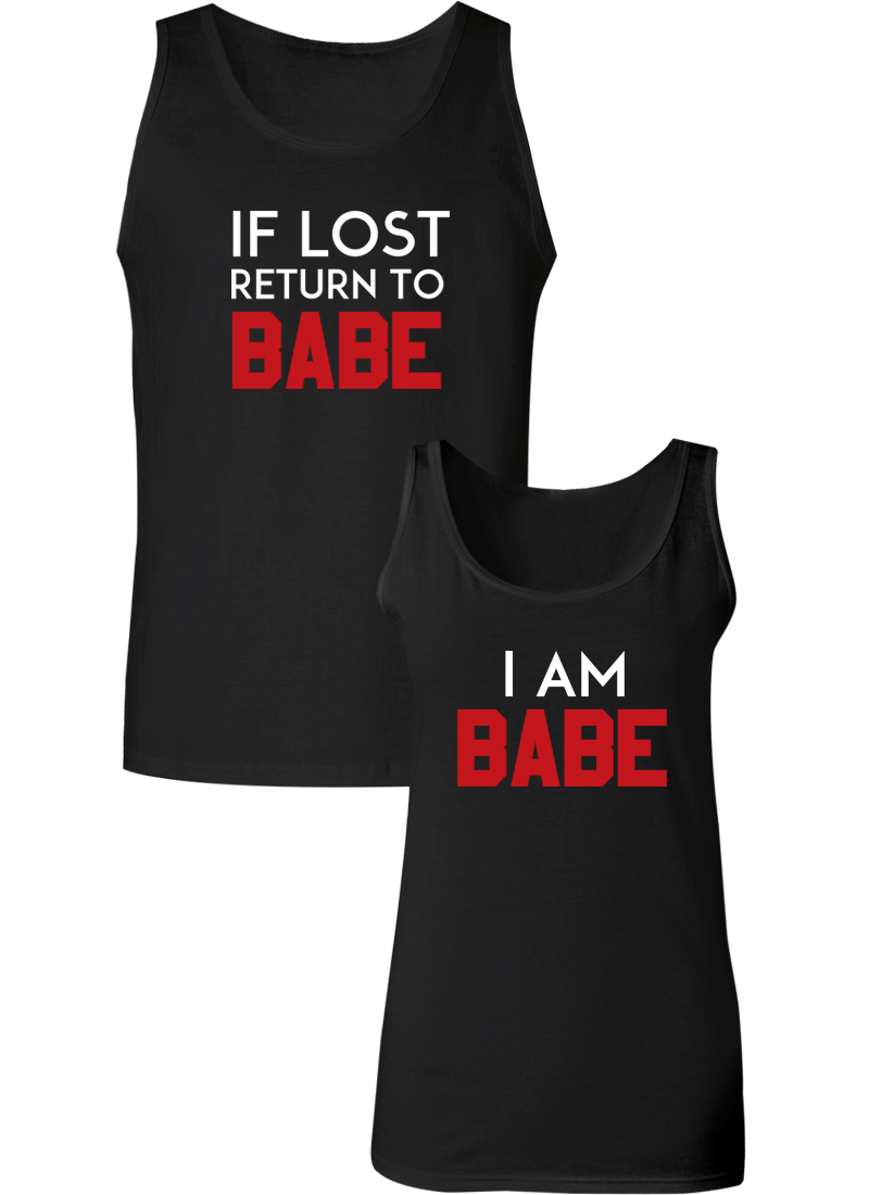 If Lost Return To Babe & I Am Babe Couple Tanks