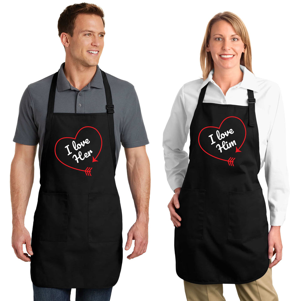 I love Her & Him - Couple Aprons