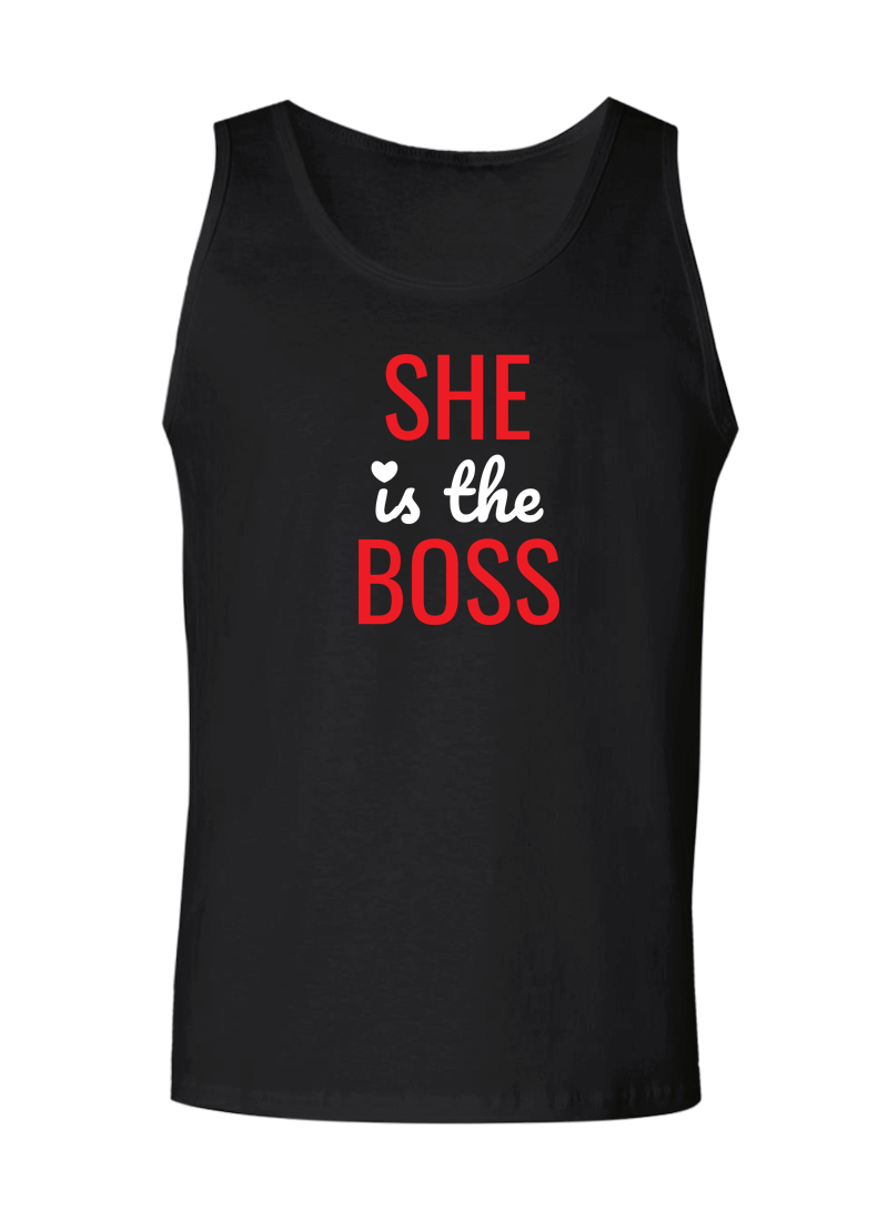 She Is The Boss & He Is The Man - Couple Tank Tops