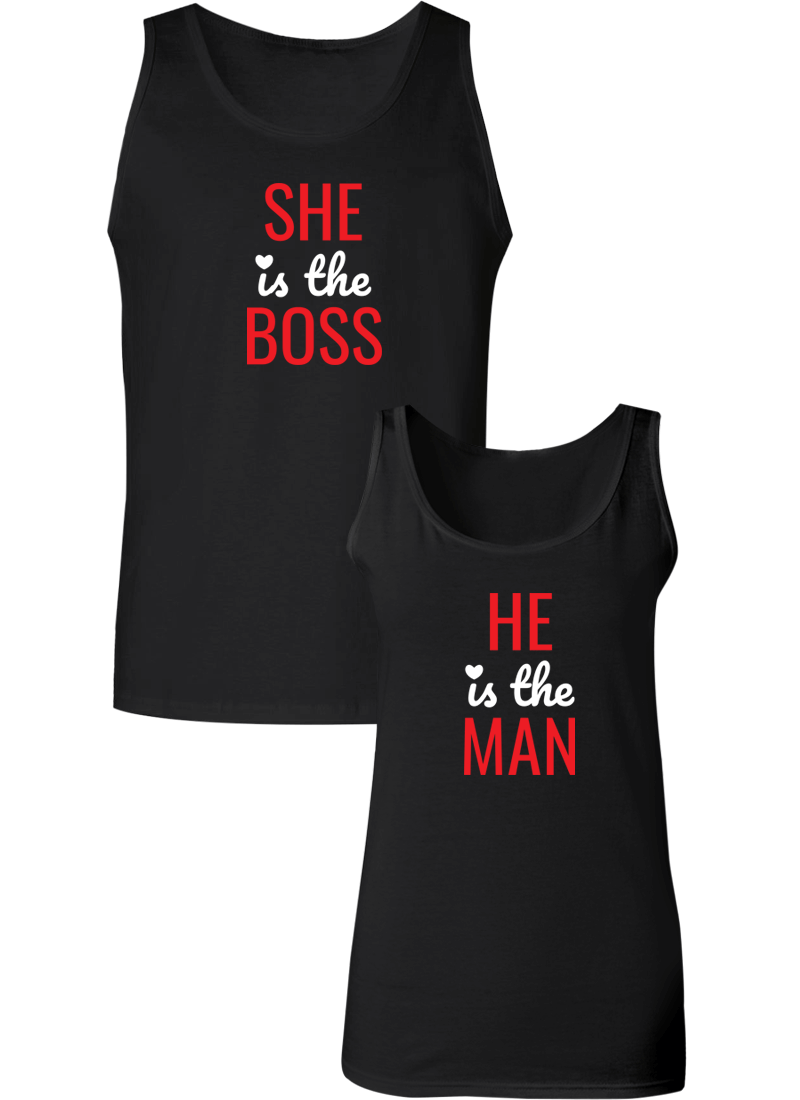 She Is The Boos & He Is The Man Couple Tanks