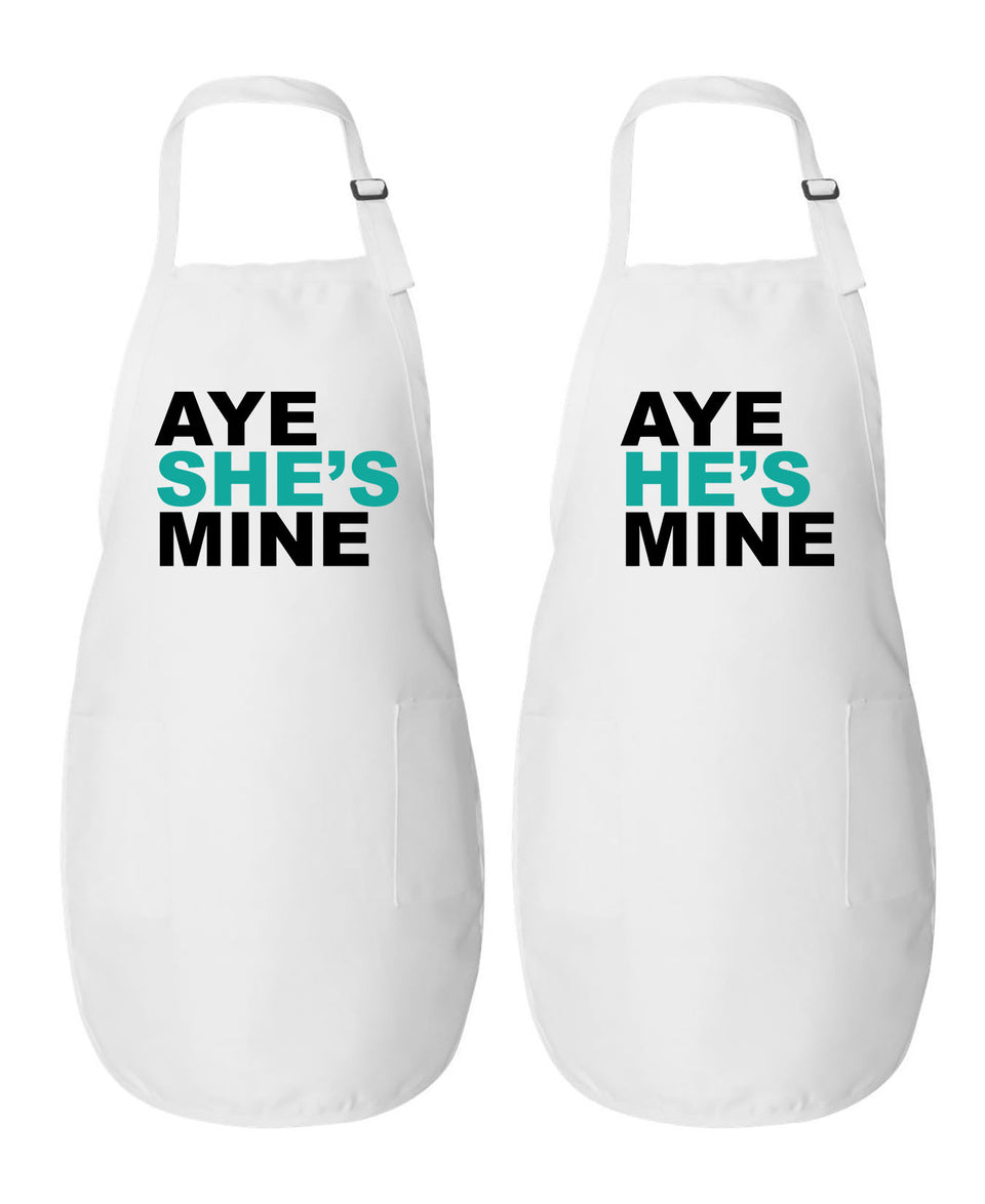 Aye She's Mine & Aye He's Mine - Couple Aprons