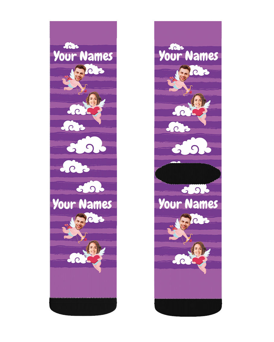 Angels in Purple Sky - Couple Face Socks