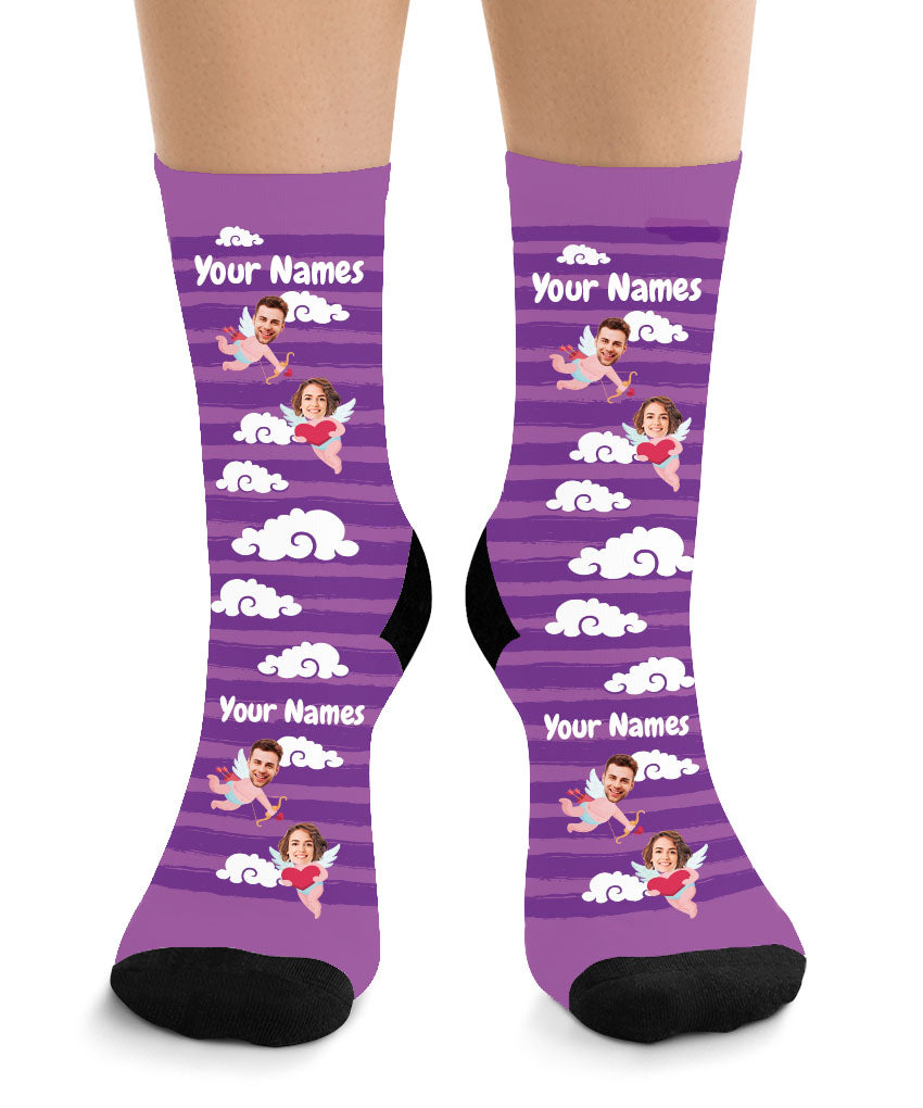 Angels in Purple Sky - Couple Face Socks