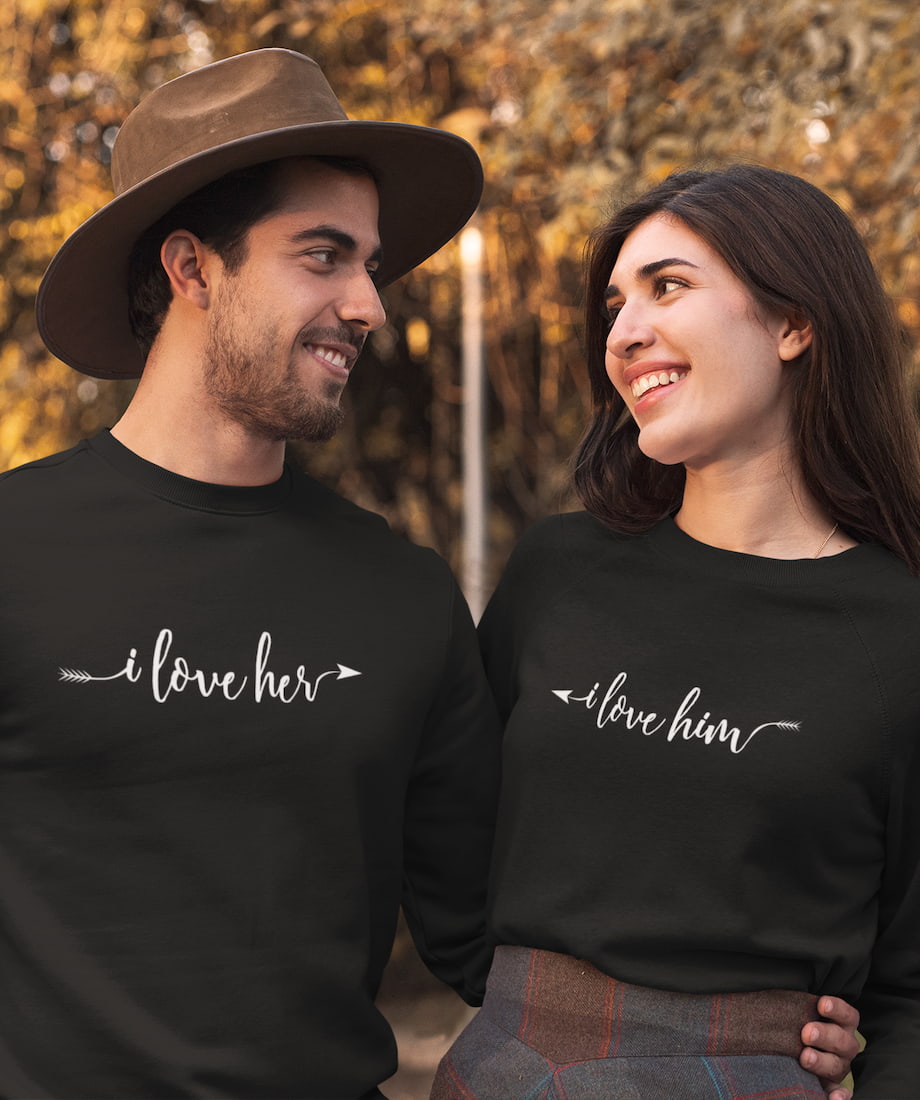 I love Her & Him - Couple Sweatshirts