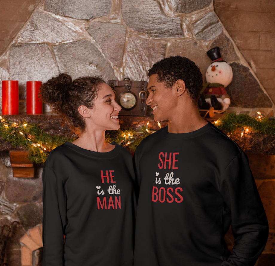 She Is The Boss & He Is The Man - Couple Sweatshirts