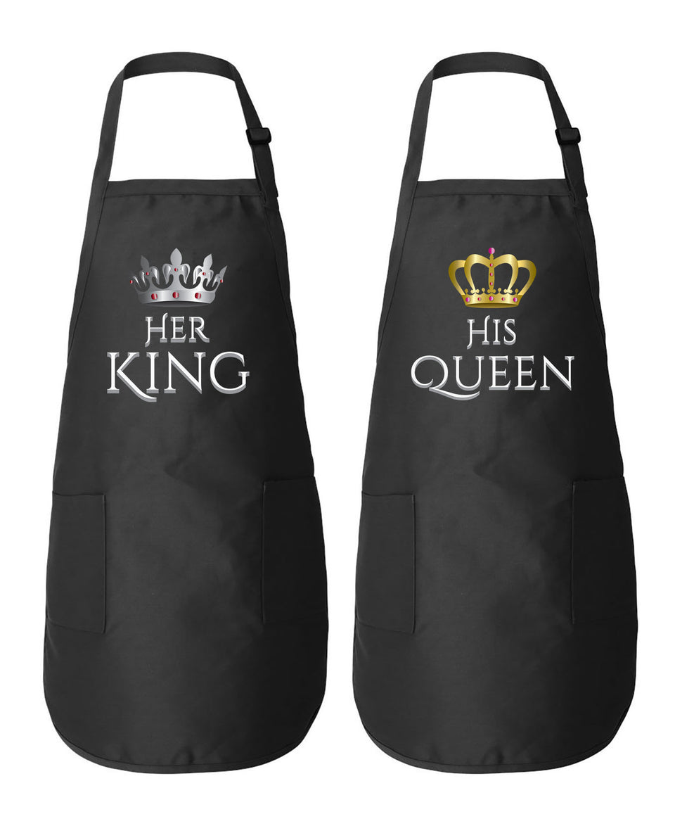 Her King & His Queen Couple Matching Aprons