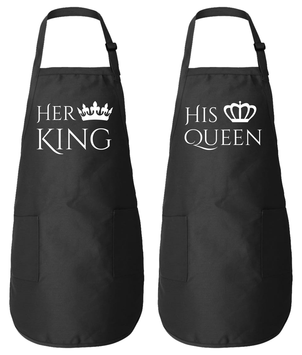 Her King His Queen Couple Matching Aprons