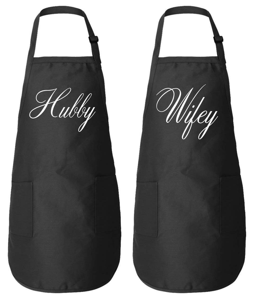 Hubby & Wifey Matching Couple Aprons