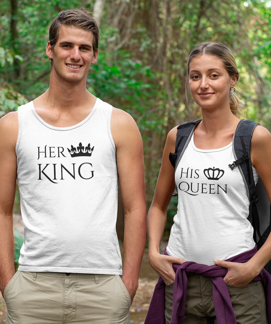Her King & His Queen - Couple Tank Tops